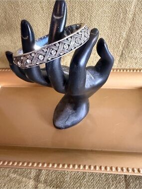 Brighton Silver Filigree & Crystal Bangle Bracelet